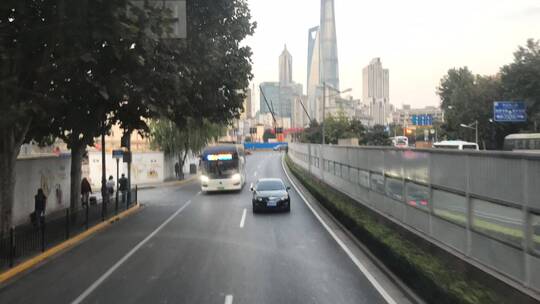 上海外滩双层观光巴士延时街景3视频素材模板下载