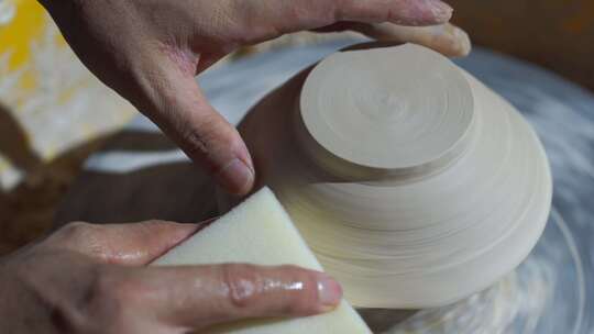 游客体验制作陶瓷手工艺术品瓷器碗拉坯