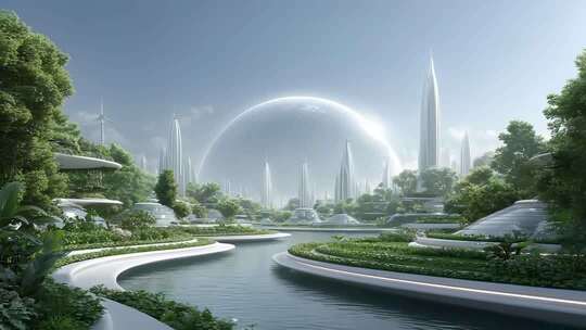 未来城市绿色生态和谐发展景象