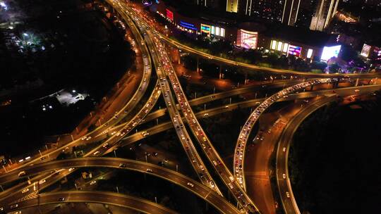 南京赛虹桥立交航拍4K夜景