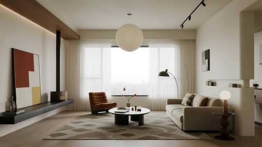 现代简约风格客厅室内场景