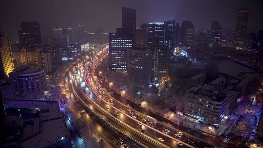 北京城市夜景/霄云路/城市/车流/ 霓虹灯