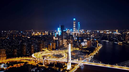 上海南浦大桥夜景延时视频素材模板下载