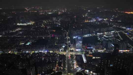 江门城市道路夜景城市建筑风光夜晚道路交通