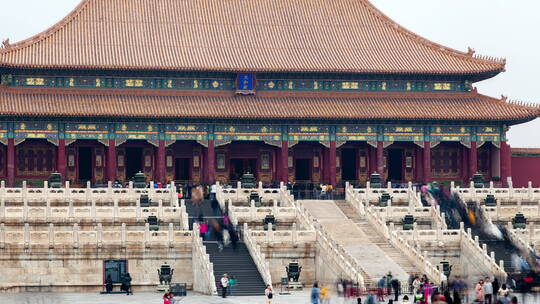 游客参观北京紫禁城的延时镜头