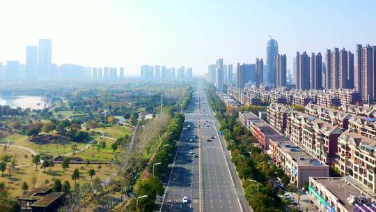 航拍城区道路