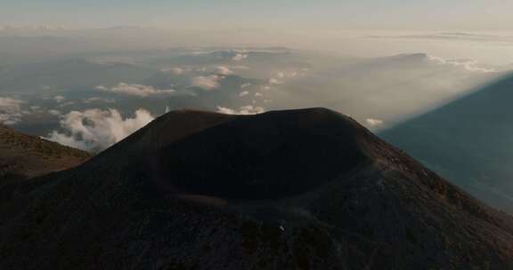 火山，危地马拉，峰，烟