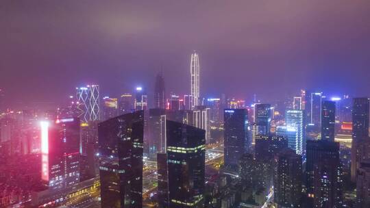 航拍深圳城市夜景