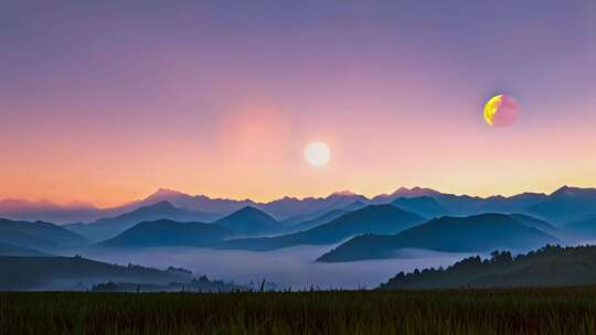 山峦森林日出远景