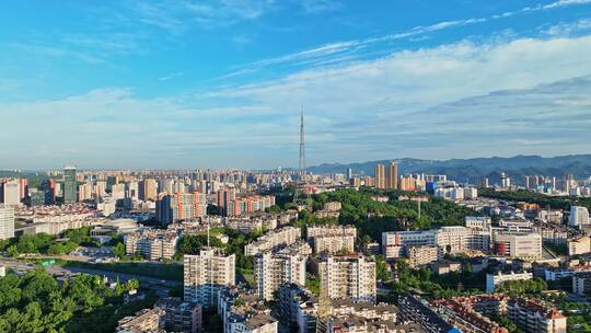 航拍宜昌城市建筑景观