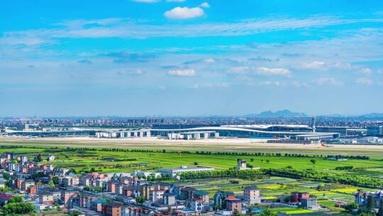 杭州萧山机场全景延时摄影视频素材模板下载