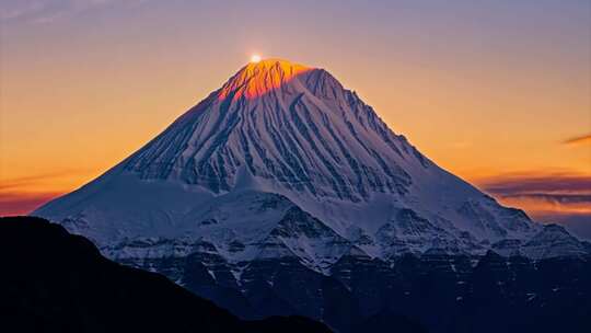 雪山云雾山峰