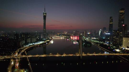广州珠江新城猎德大桥二沙岛CBD夜景