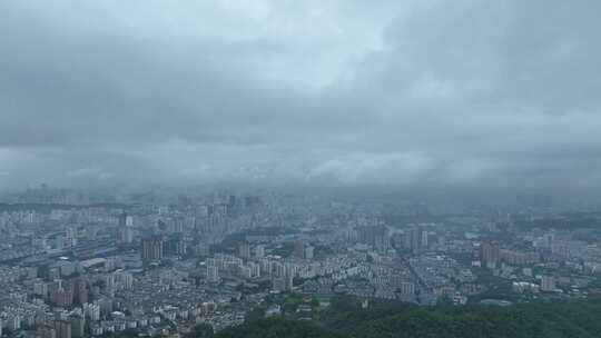 福州晋安区大景航拍鼓楼区城市阴天建筑风光