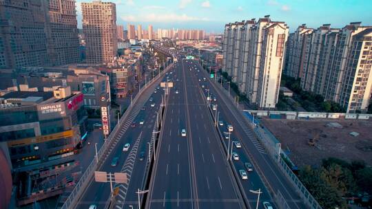 苏州城市高架车流航拍视频素材模板下载