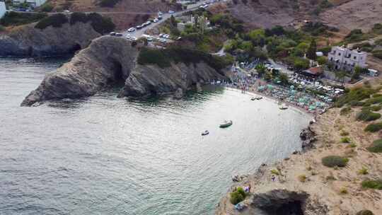 无人机在希腊克里特岛巴厘岛埃维塔湾海滩附