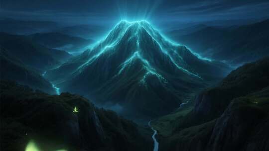 魔幻发光山脉场景