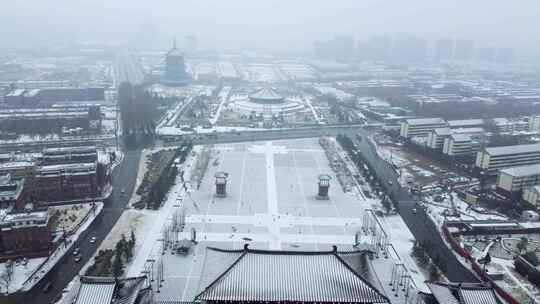 4K | 航拍隋唐洛阳城应天门等地标雪景