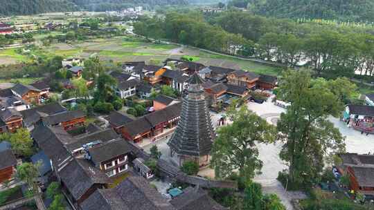 4k60-贵州铜仁梵净山风景区寒沙侗寨航拍