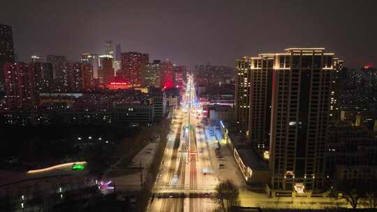 辽宁 沈阳 城市 夜景 灯光 车流 航拍