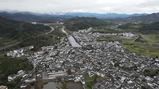 安徽呈坎村徽派建筑群航拍