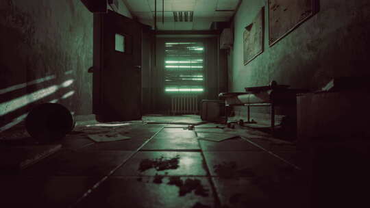 精神病院废弃暗室的布景视频素材模板下载