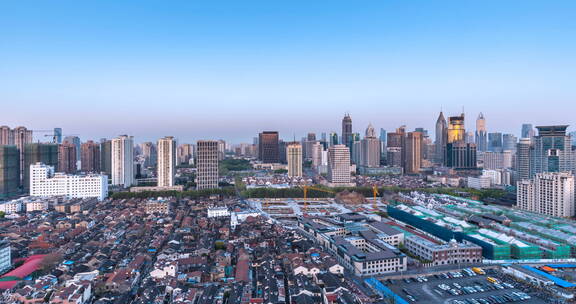 上海城市风光清晨延时视频素材模板下载