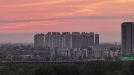 湖北襄阳雨后夕阳航拍