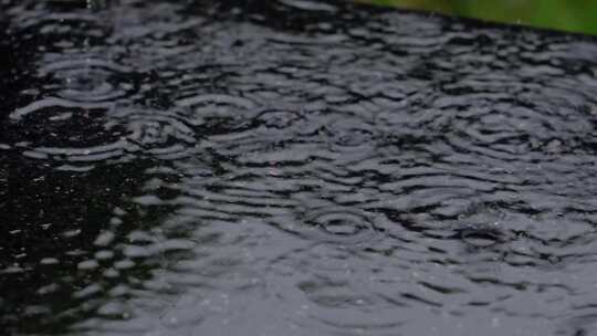 郑州暴雨下雨雨滴落下特写慢动作4K