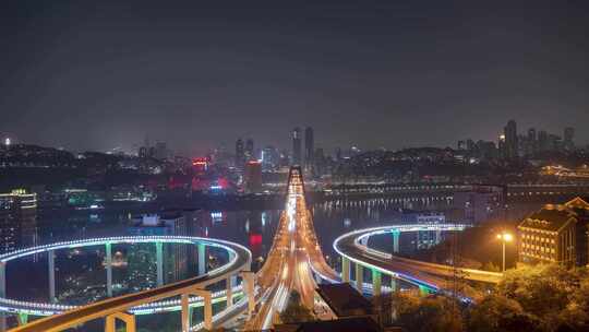 重庆菜园坝大桥夜景延时