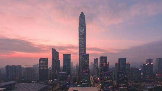 深圳CBD天际线日转夜延时夜景