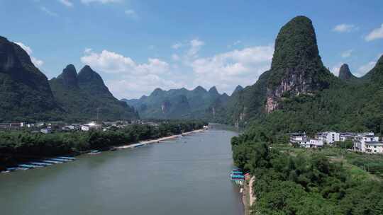 桂林杨堤漓江风景区航拍视频素材模板下载
