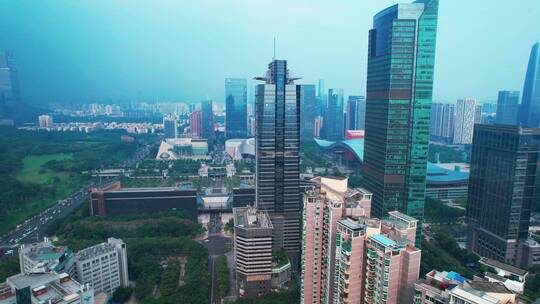 深圳城市暴雨来临前航拍