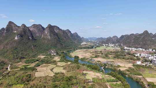 桂林阳朔十里画廊桂林山水风光航拍