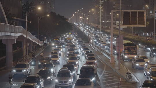 拥挤车流 车水马龙 夜景车流