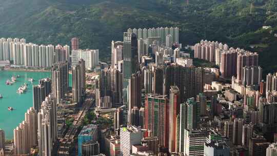 香港航拍荃湾区城市大景城市地标