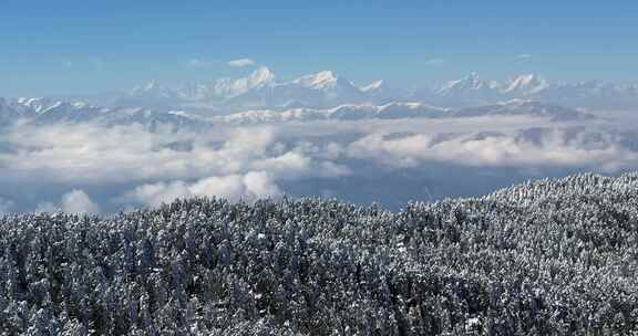 高清实拍瓦屋山冬天雪景雪山森林