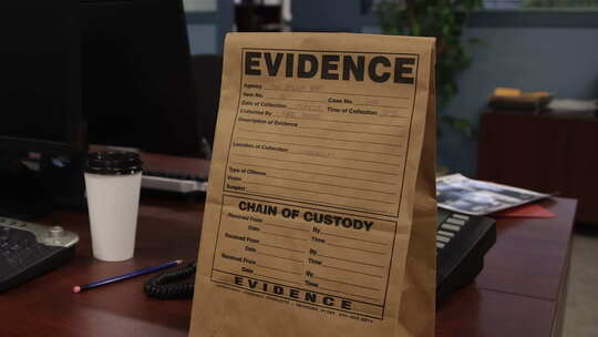 证物袋在警察局放大空镜头