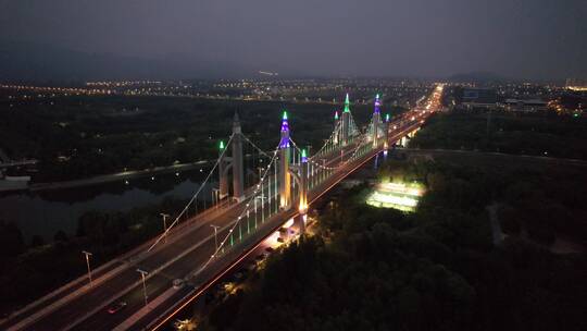 航拍北京昌平南环大桥夜景