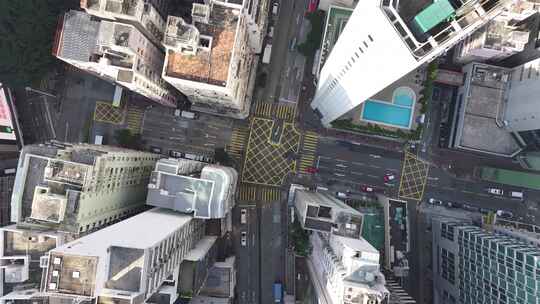 俯拍香港街道交通