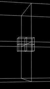 此作品以空间立方体的几何3D线框表示为特