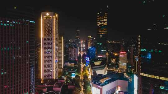 江苏南京城市夜景灯光航拍移动延时