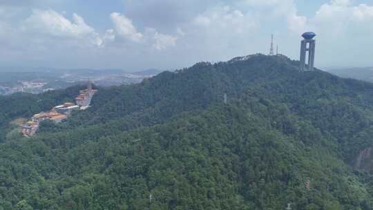 广西梧州白云山景区西江明珠塔航拍