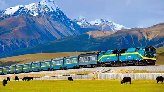 青藏铁路火车行驶