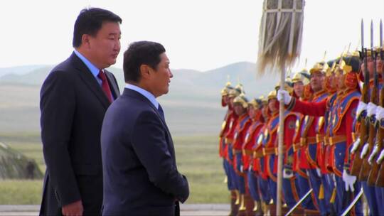 中国领导人欢迎蒙古人视频素材模板下载