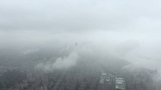 清晨城市上空的云海视频素材模板下载