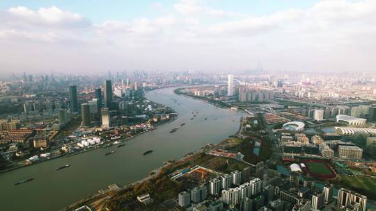 上海航拍黄浦江视频素材模板下载