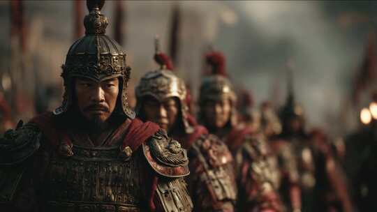 古代盔甲士兵队列