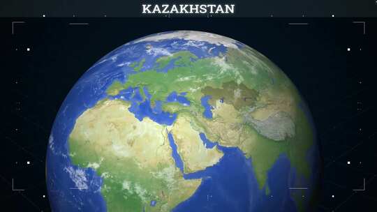 哈萨克斯坦地图来自地球视频素材模板下载