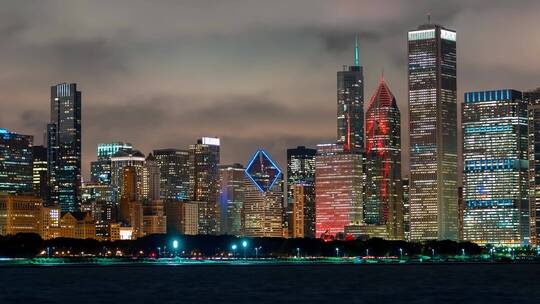 美国芝加哥城市夜景